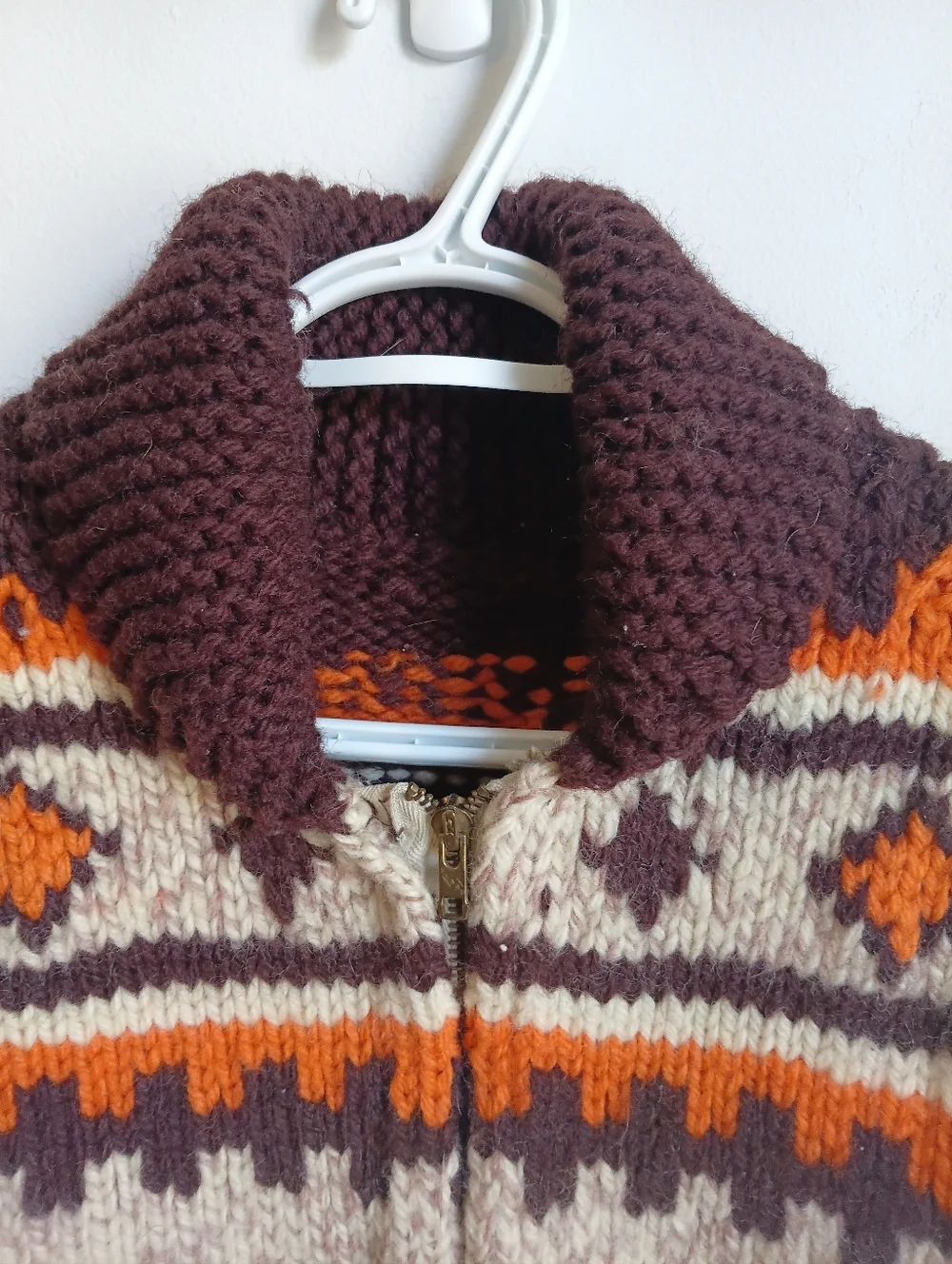 Vintage 50's 60's Handmade Cowichan Style Curling Sweater Small Boho Cottagecore - Picture 13 of 17
